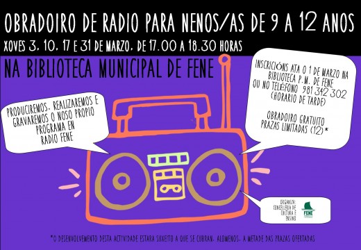 A Biblioteca Municipal de Fene acollerá o seu “II Taller de Radio” no mes de marzo