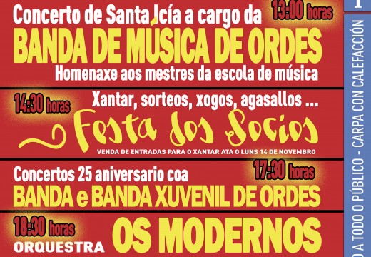 A Asociación Amigos da Música de Ordes celebra esta fin de semana a festividade de Santa Icía