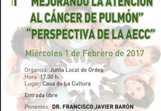 Charla ‘Mellorando a atención ao cancro de pulmón. Perspectiva da AECC’, este mércores en Ordes