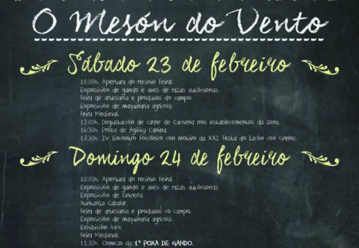 Esta fin de semana terá lugar no Mesón do Vento a XXI Festa do Lacón con Grelos