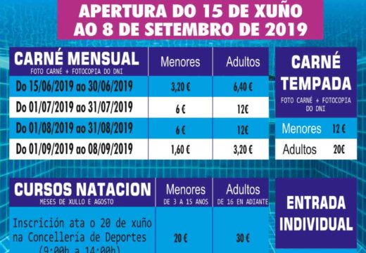 O 15 de xuño arranca a nova tempada na piscina do Muíño