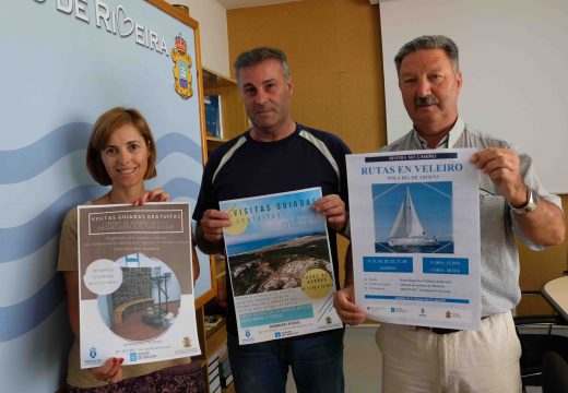 O concello oferta saídas en veleiro pola ría de Arousa, rutas ata Pedra da Ra e Castro da Cidá e visitas polo Centro de San Roque