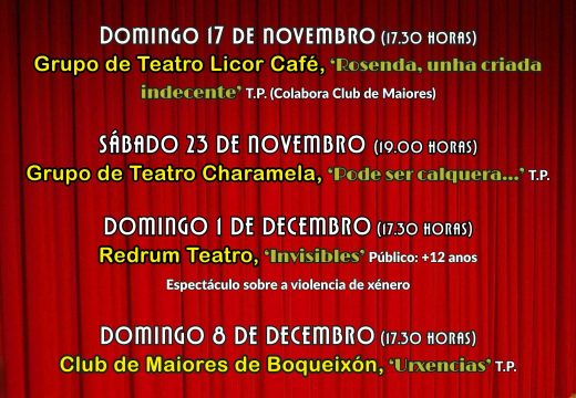 O Concello de Boqueixón pon en marcha unha nova edición do seu Ciclo de Teatro de Outono