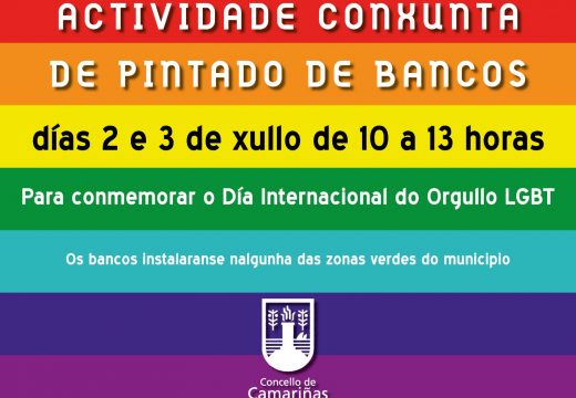 O Concello de Camariñas organiza unha actividade conxunta de pintado de bancos coas cores LGBT