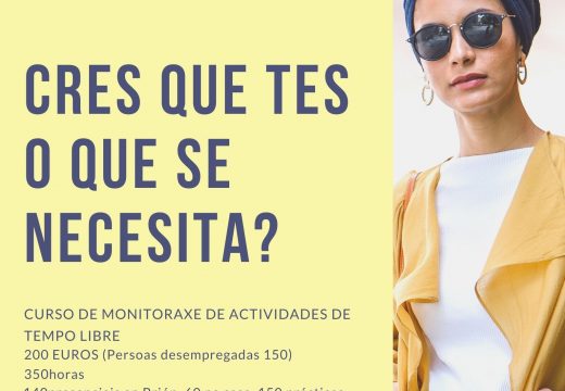 O Concello de Brión organiza un curso de monitor/a de actividades de tempo libre de 350 horas lectivas