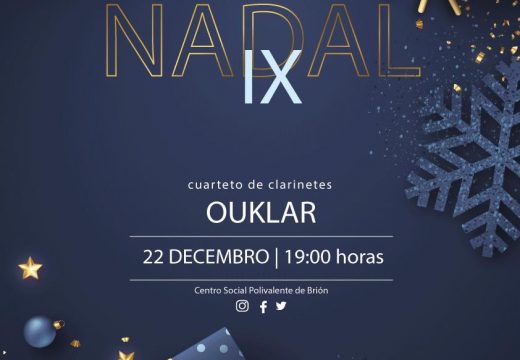 A Escola Municipal de Música Magariños celebra o IX Festival de Nadal cun concerto do cuarteto de clarinetes Ouklar