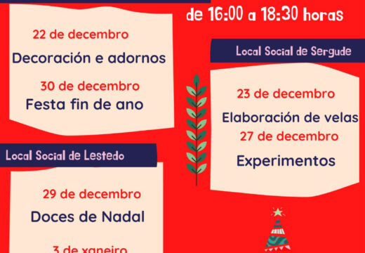 Boqueixón convoca seis Obradoiros de Nadal para nenos/as de Infantil e Primaria que terán lugar nas tardes das vacacións escolares