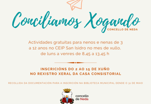 O Concello de Neda activará en xullo Conciliamos Xogando 2022, con participación gratuíta