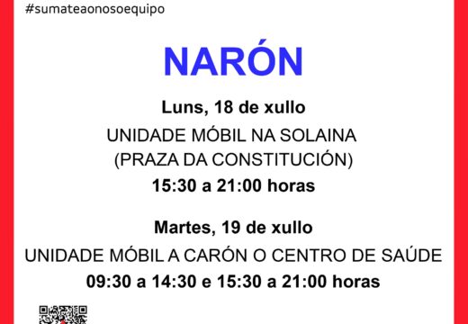 Unha unidade móbil para a doazón de sangue estará o luns e o martes da vindeira semana na cidade