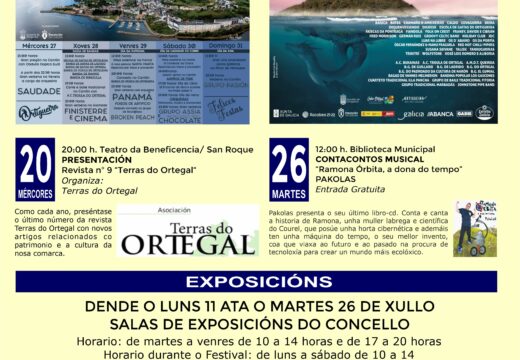 O Concello de Ortigueira presenta a súa axenda cultural para o mes de xullo, que terá como eixo central o Festival Internacional do Mundo Celta de Ortigueira