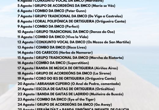 O Concello de Ortigueira prepara para o mes de agosto o “Mes dá Música” con máis de 30 concertos en liña