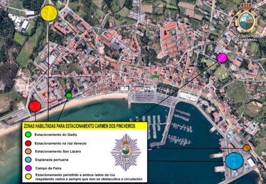 O Concello da Pobra habilita distintas zonas de estacionamento durante o Carme dos Pincheiros