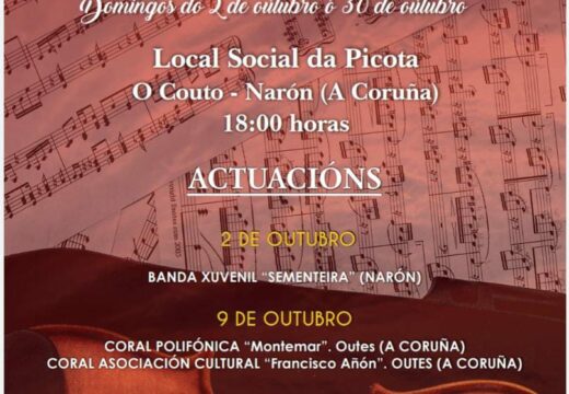 O ciclo Tempo de Música continúa este domingo no Couto coa actuación das corais “Airiños de Caranza” e “Alecrín”