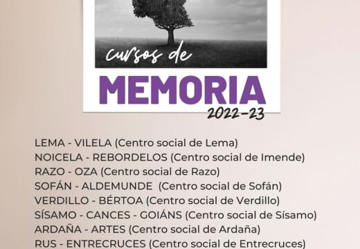 Aberto o prazo de inscrición para os cursos de memoria que se levarán a cabo ata maio en distintas parroquias