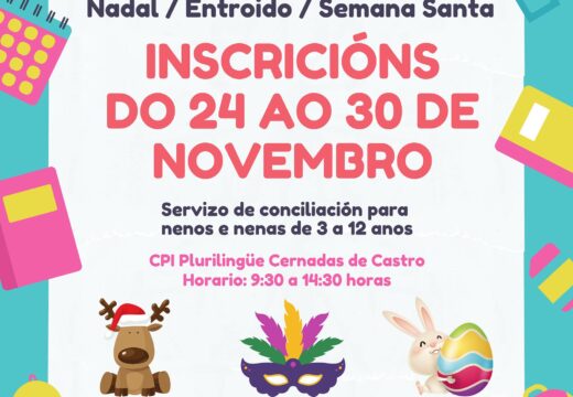 O Concello convoca o Lousame Concilia, servizo de conciliación para crianzas nas vacacións de Nadal, Entroido e Semana Santa