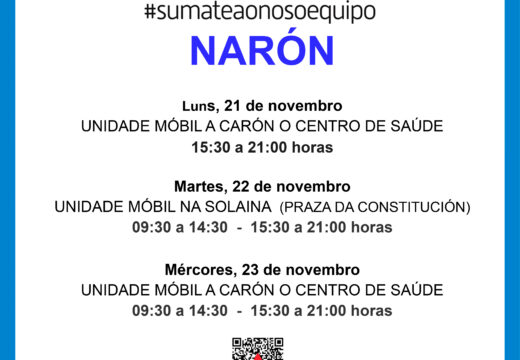 Unha unidade móbil para a doazón de sangue estará hoxe día 21, martes 22 e mércores 23 de novembro na cidade