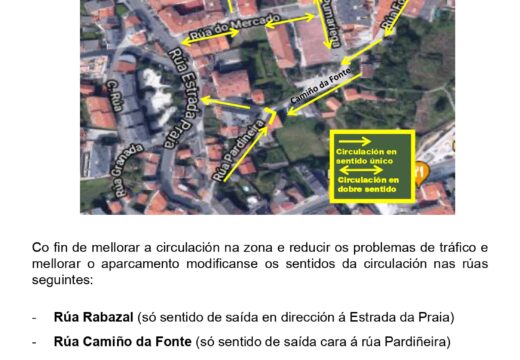 O Concello reorganiza o tráfico na zona de Rabazal para mellorar a circulación e o aparcamento na zona