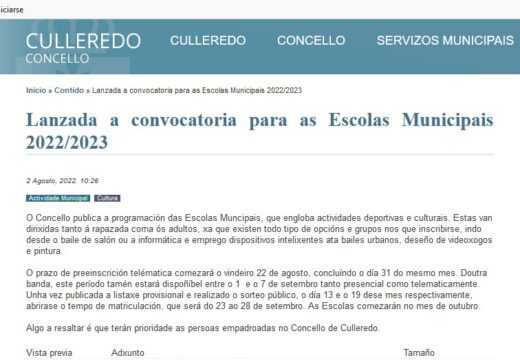 O Concello de Culleredo aínda non ten contratadas as actividades culturais e deportivas municipais