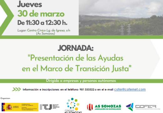 O Centro Cívico das Somozas acollerá este xoves unha xornada de presentación das axudas no marco de transición xusta