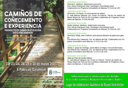 Socioloxía, patrimonio e historia da arte integran o programa formativo de Camiños de Coñecemento e Experiencia na Pobra