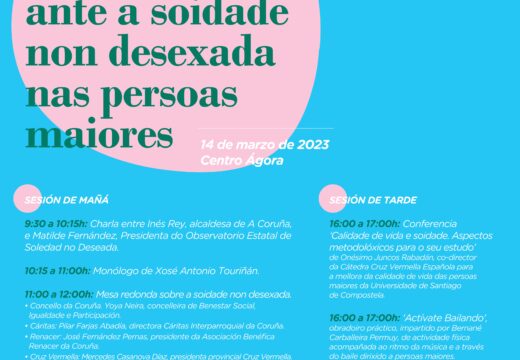 O Concello organiza o vindeiro martes 14 no Ágora un encontro para debater sobre a soidade non desexada en persoas maiores