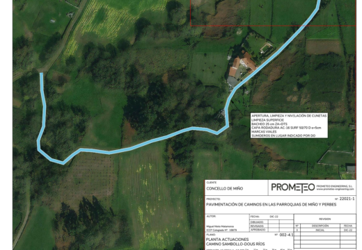 Sae a licitación por 100.000 euros a pavimentación de camiños en Miño e Perbes