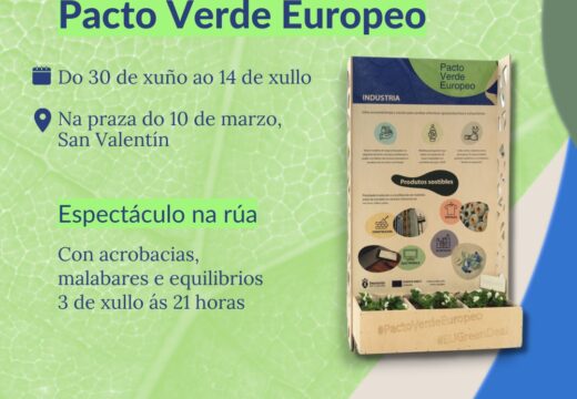 A exposición Pacto Verde Europeo amosarase na Praza 10 de marzo durante a primeira quincena de xullo