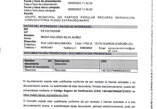 O Partido Popular de Oleiros advirte aos servizos xurídicos do concello dos riscos de seguir os “Manejos” de Garcia Seone declara non estar disposto a consentir o bloqueo á oposición