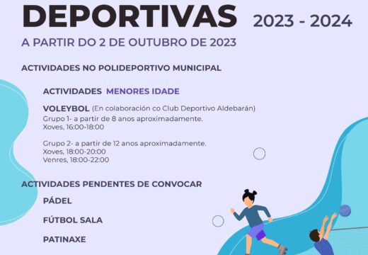 Ortigueira abre o prazo de inscrición para as actividades deportivas do curso 23-24, que comezan este luns