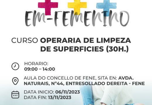 Programa Emprende en Feminino curso “Limpeza de superficies”