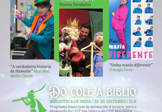 Neda pon en marcha este luns o proxecto infantil “Do cole á biblio” para conmemorar o día da Biblioteca