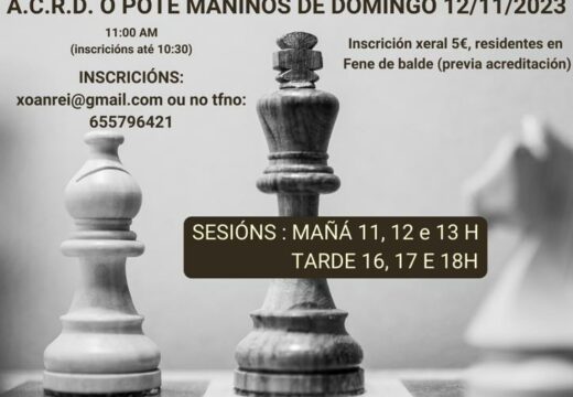 Aberto o prazo para inscribirse no I Torneo de Xadrez Concello de Fene