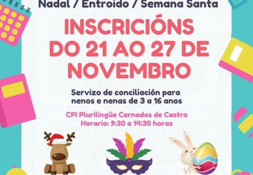 O Concello convoca o Lousame Concilia, servizo de conciliación para crianzas nas vacacións de Nadal, Entroido e Semana Santa