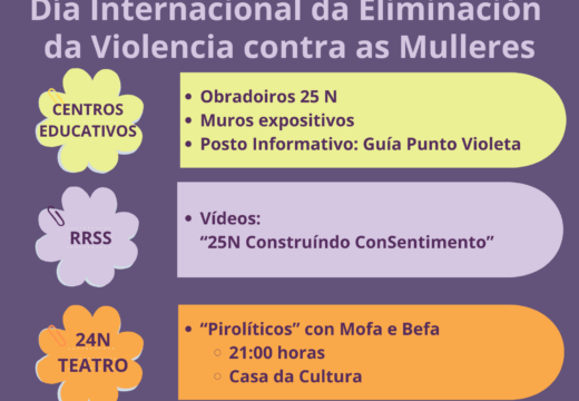 A programación municipal en torno ao 25N incluirá obradoirios nos centros de ensino, andaina, teatro e vídeos de sensibilización social