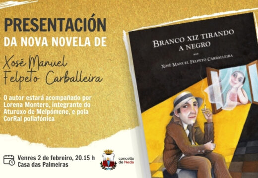 Xosé Manuel Felpeto presenta este venres en Neda a novela “Branco xiz tirando a negro”