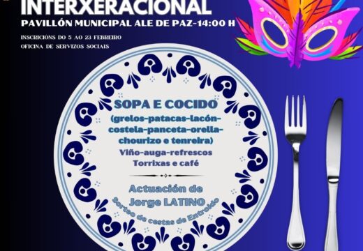 O Cocido Interxeracional de Entroido celebrarase o domingo 25 de febreiro