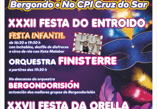 A Festa do Entroido encherá Bergondo de disfraces, música e animación o 17 de febreiro