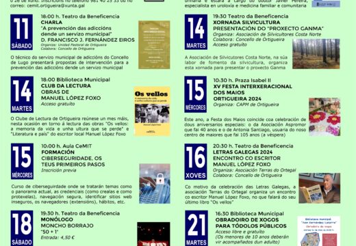 O Concello de Ortigueira programa máis dunha decena de eventos culturais para o mes de maio