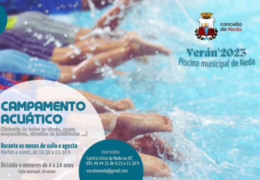 Neda contará durante os meses de xullo e agosto cun campamento acuático na piscina municipal