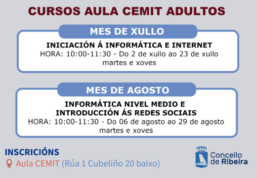 O Concello de Ribeira presenta novos cursos de informática para este verán