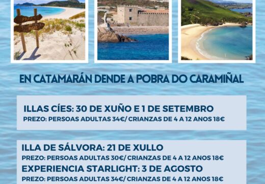 O mes de agosto trae consigo viaxes en catamarán a Sálvora, na ruta Starlight, e a Ons con saída dende A Pobra