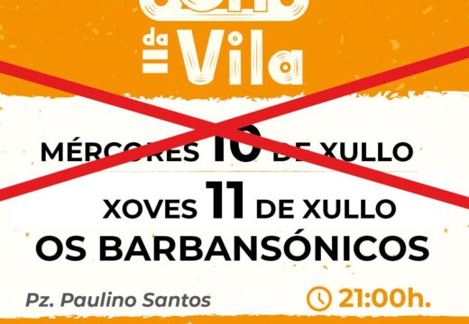 Adíase o concerto de Os Barbansónicos ao abeiro do Sons da Vila 2024 por mor da chuvia