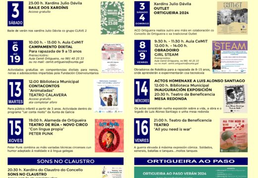 Ortigueira programa máis dunha ducia de actividades culturais durante o mes de agosto