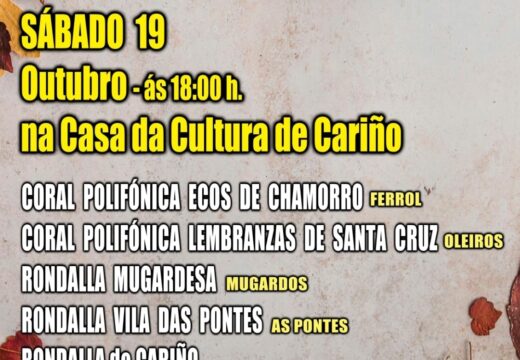 Cariño celebrará o ‘Festival de Corais e Rondallas’ este sábado na Casa da Cultura