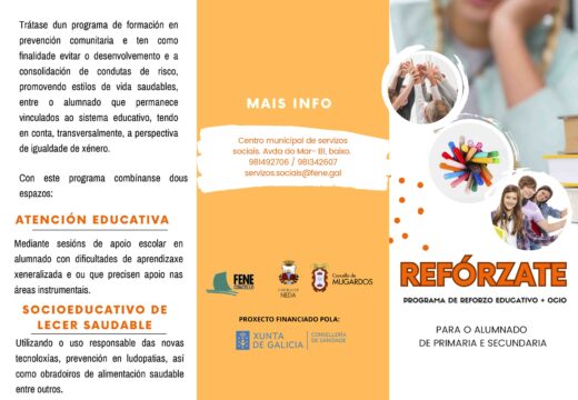 O Concello de Fene pon en marcha unha nova edición do programa “Refórzate” para apoiar ao alumnado de primaria e secundaria