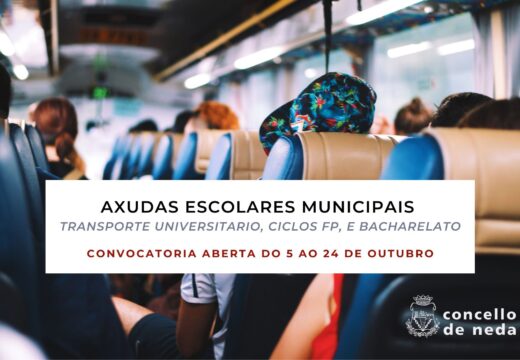 Alumnado universitario, de FP ou de bacharelato de Neda poderá optar a axudas municipais de transporte