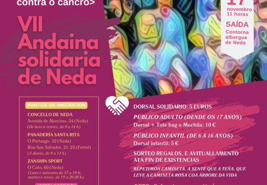 Neda celebrará o 17 de novembro a VII Andaina solidaria para recadar fondos para a investigación contra o cancro