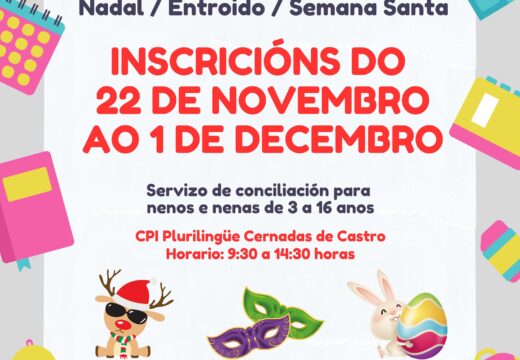 O Concello convoca o Lousame Concilia, servizo de conciliación para crianzas nas vacacións de Nadal, Entroido e Semana Santa