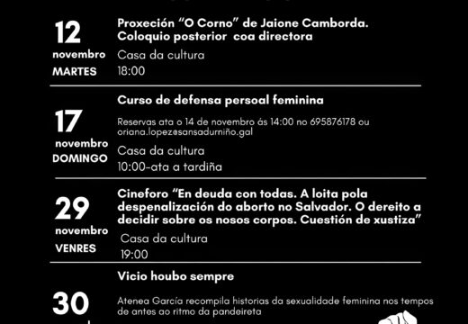 O Concello de San Sadurniño programa varias actividades con motivo do Día Internacional da eliminación da violencia contra as mulleres e nenas