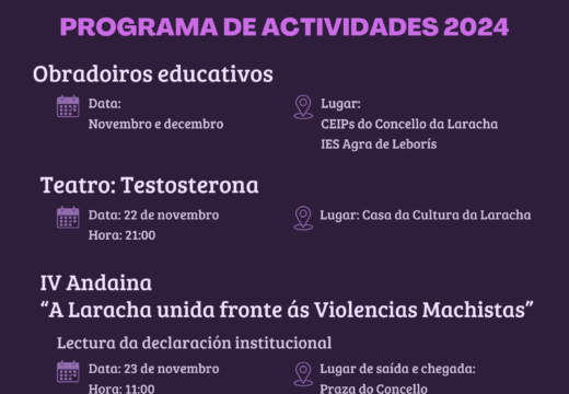 A programación municipal en torno ao 25N inclúe nos centros de ensino, andaina e obra de teatro